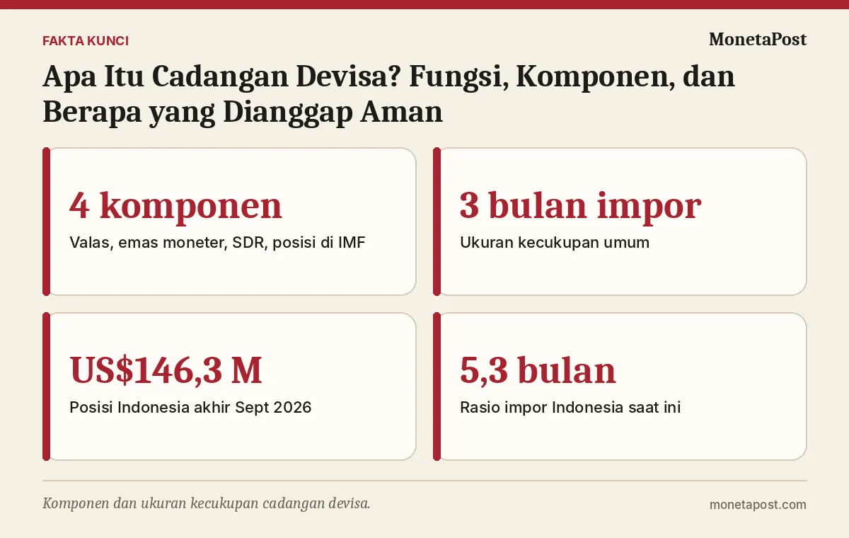 Fakta kunci: Apa Itu Cadangan Devisa? Fungsi, Komponen, dan Berapa yang Dianggap Aman
