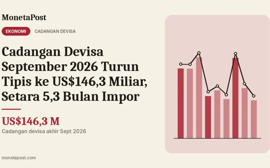 Cadangan Devisa September 2026 Turun Tipis ke US$146,3 Miliar, Setara 5,3 Bulan Impor