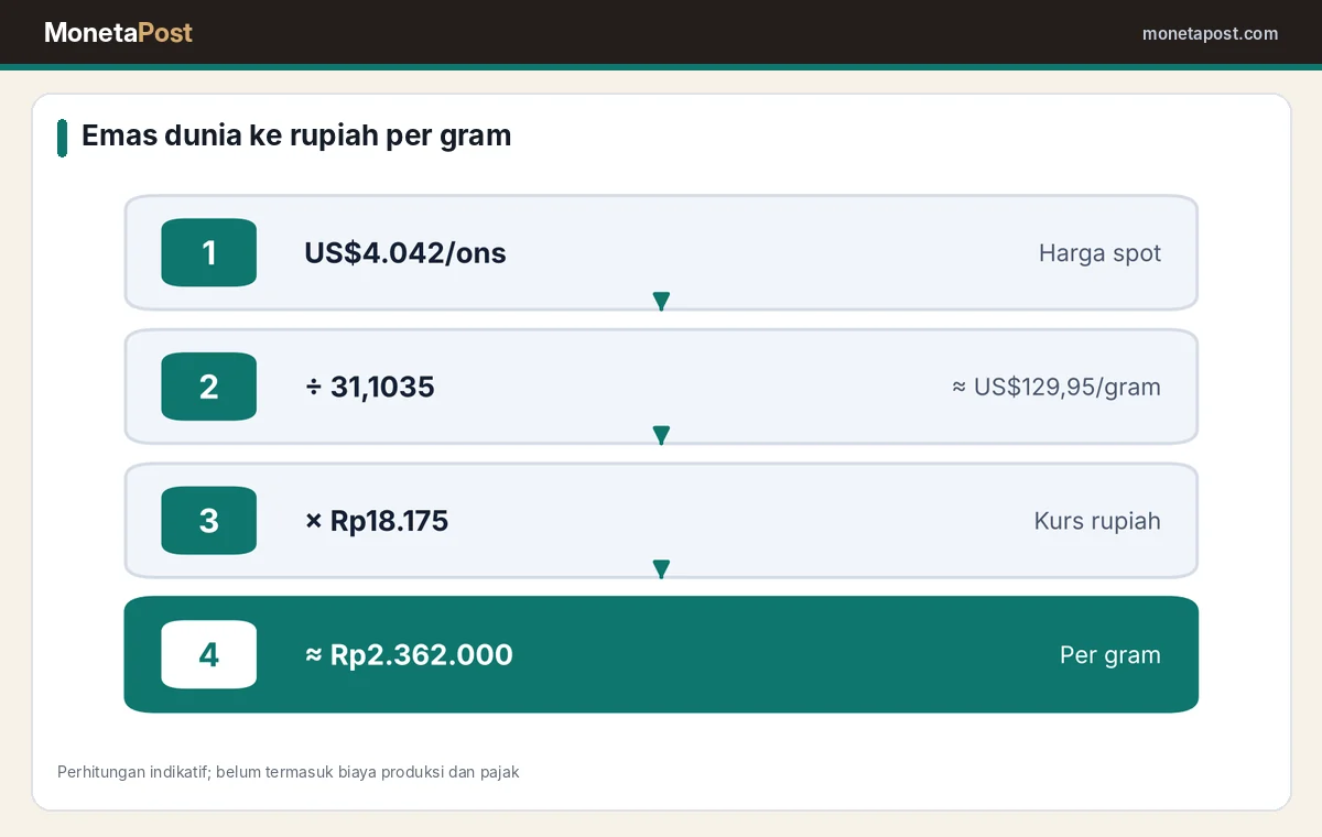 Perhitungan emas dunia dalam rupiah per gram