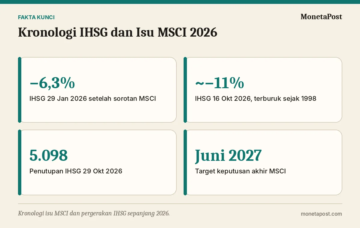 Fakta kunci: Kronologi IHSG dan Isu MSCI 2026: dari Peringatan Januari hingga Anjlok 3,49% pada 29 Oktober