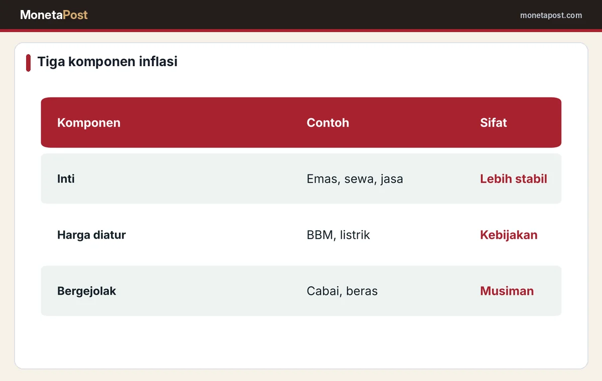 Tiga komponen inflasi Indonesia dan posisi emas perhiasan
