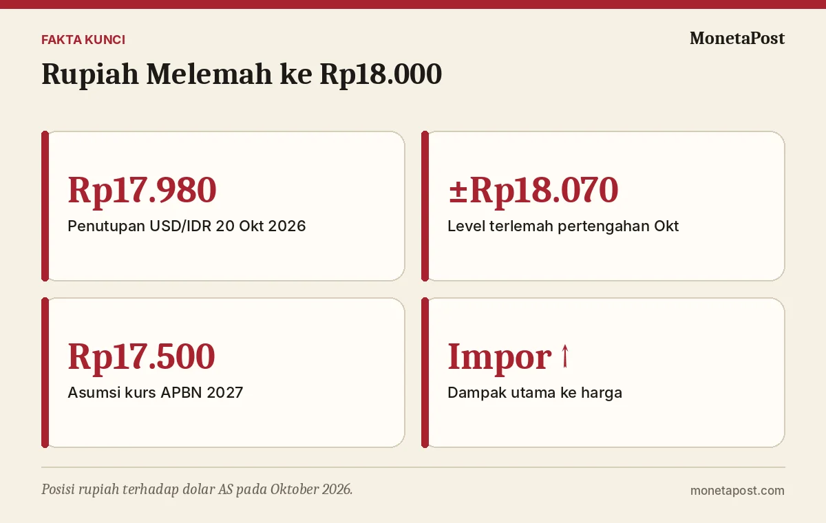Fakta kunci: Rupiah Melemah ke Rp18.000: Apa Dampaknya bagi Harga Barang, Utang, dan Tabungan?
