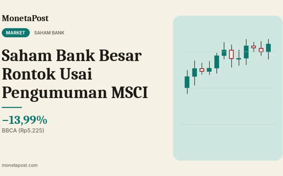 Saham Bank Besar Rontok Usai Pengumuman MSCI: BBCA Turun 14%, BBRI 12%