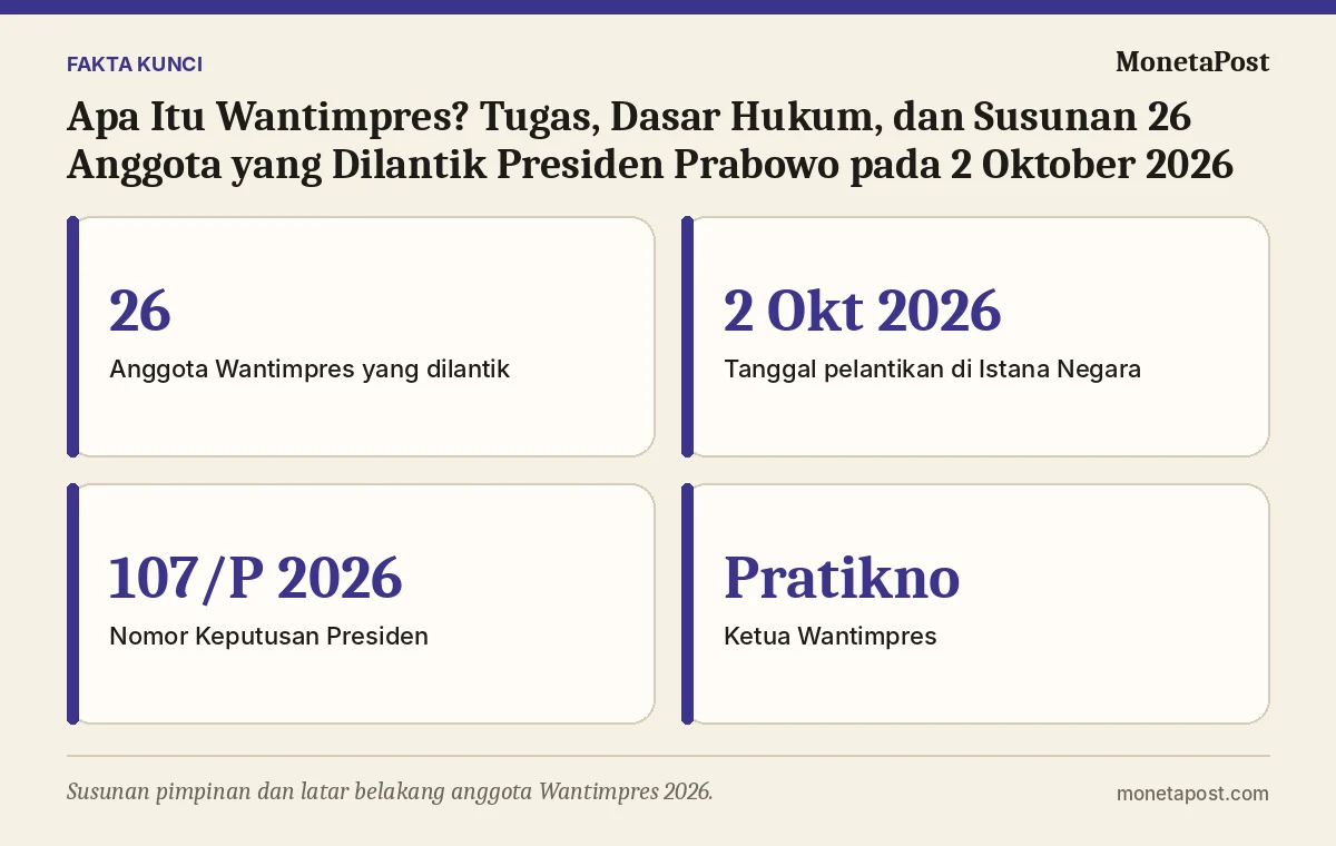 Fakta kunci: Apa Itu Wantimpres? Tugas, Dasar Hukum, dan Susunan 26 Anggota yang Dilantik Presiden Prabowo pada 2 Oktober 2026